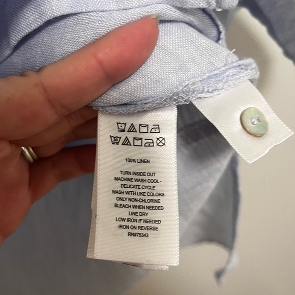 TAHARI 100% Linen Longline Button Down Tunic Shirt Long Sleeve Size L - Picture 5 of 7